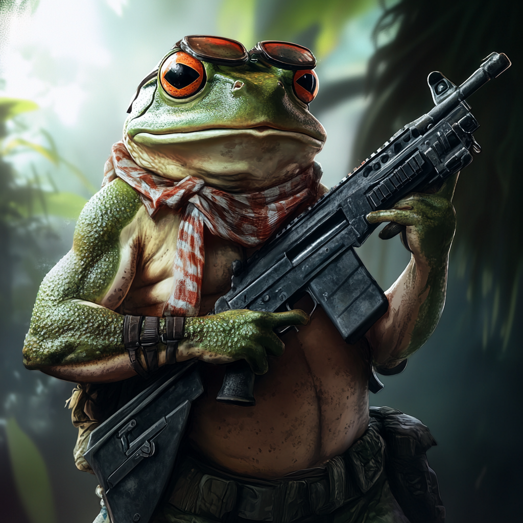 frog with machine gun