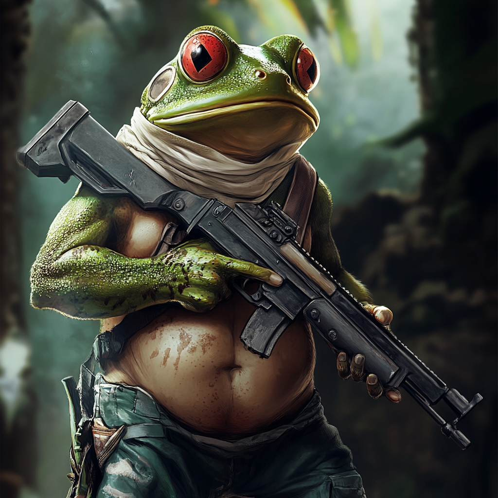 frog with machine gun